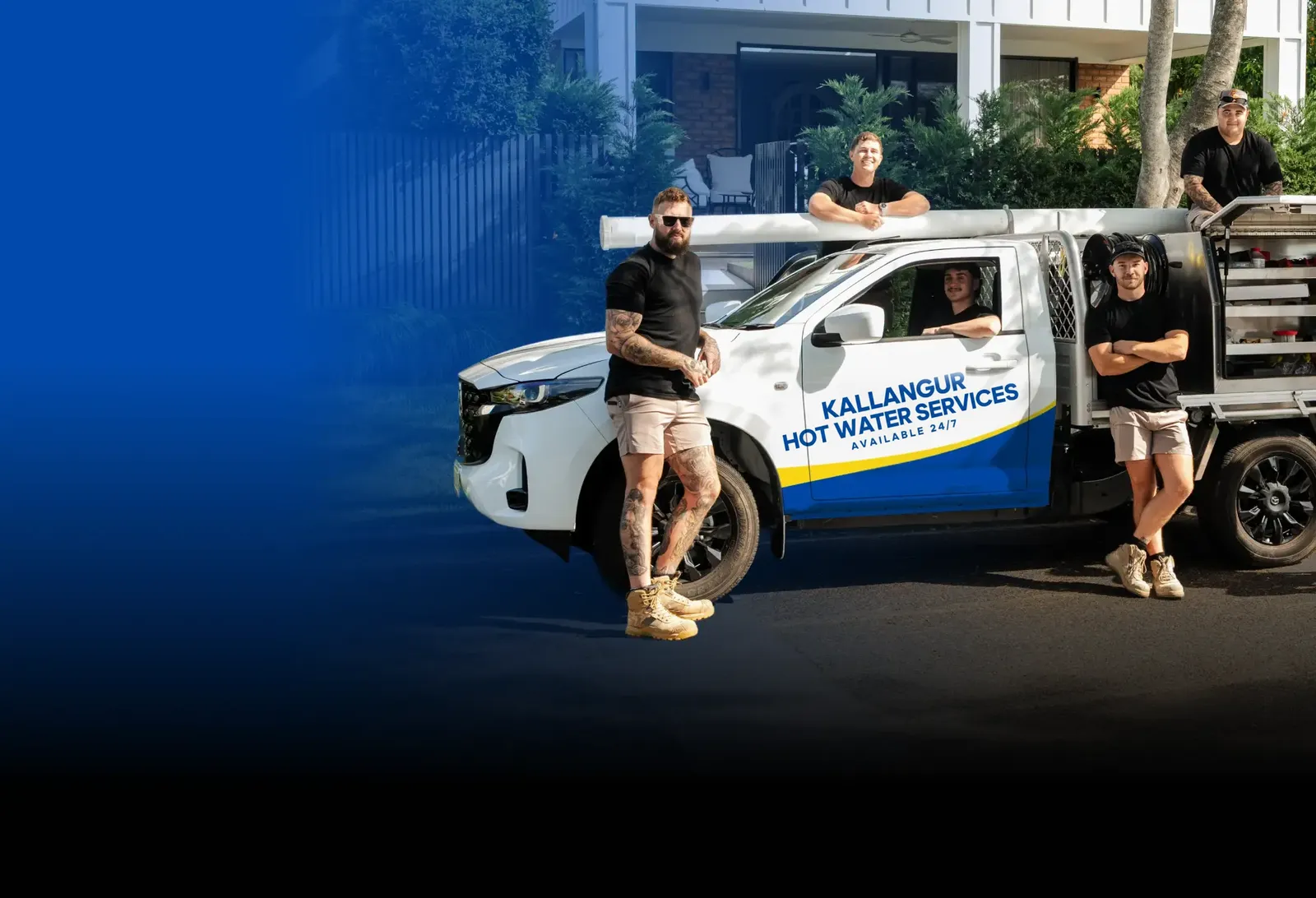 Kallangur Hot Water Services team with the ute